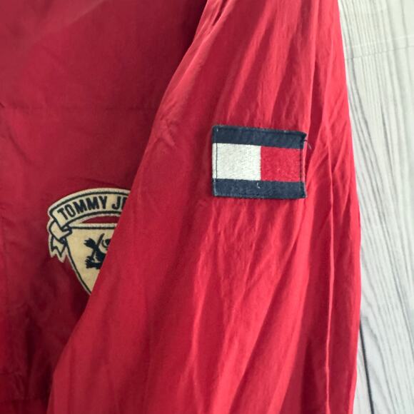 Vintage Tommy Hilfiger Mens Jacket Reversible Fleece Size Med Y2K Spell out Hood - Picture 8 of 11